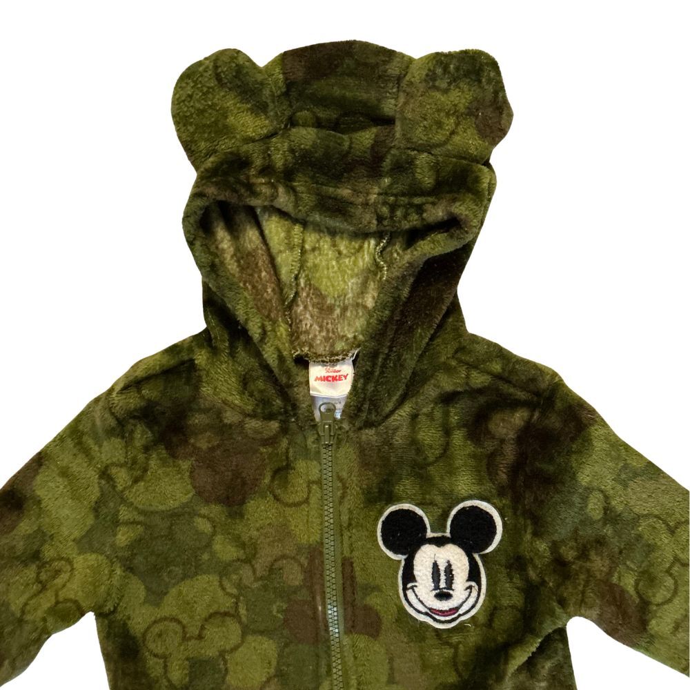 Mickey Mouse Fleece Hooded Jacket with Ear Size 4T Zip-Up Camouflage Disney Jr.